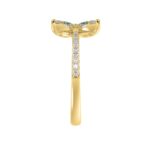 14K YELLOW GOLD 1 7/8CT ROUND/BAGUETTE/MARQUISE DIAMOND LADIES FASHION RING(COLOR STONE MARQUISE GREEN EMERALD DIAMOND 1 5/8 CT) - Image 3