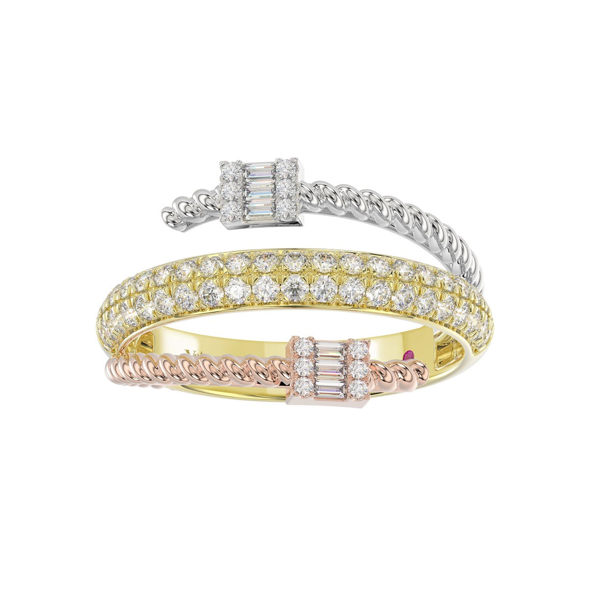 20789532_VA11651WRY-1201x1201.jpg 14K WHITE GOLD/ROSE GOLD/YELLOW GOLD 5/8CT ROUND/BAGUETTE DIAMOND LADIES FASHION RING - Image 1