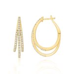 14K YELLOW GOLD 1/2CT ROUND DIAMOND LADIES HOOP EARRINGS