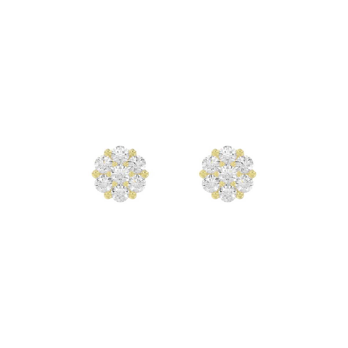 20789573_VA15353Y-1201x1201.jpg 14K YELLOW GOLD 1/6CT ROUND DIAMOND LADIES FLOWER EARRINGS - Image 1