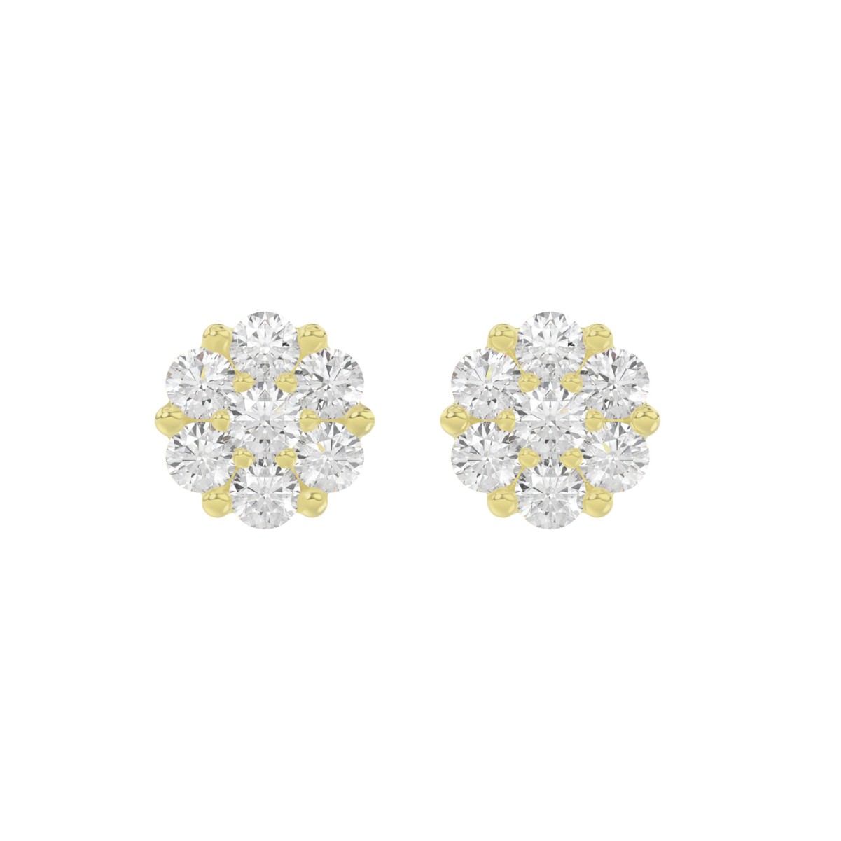 20789594_VA15442Y-14K-1201x1201.jpg 14K YELLOW GOLD 1CT ROUND DIAMOND LADIES FLOWER EARRINGS - Image 1