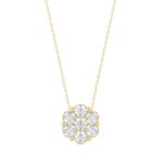 14K YELLOW GOLD 1CT ROUND DIAMOND LADIES FLOWER PENDANT