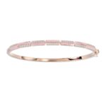 18K ROSE GOLD 1/2CT ROUND DIAMOND LADIES BANGLE (AURORA PINK ENAMEL)
