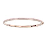 18K ROSE GOLD 1/2CT ROUND DIAMOND LADIES BANGLE (AURORA PINK ENAMEL)