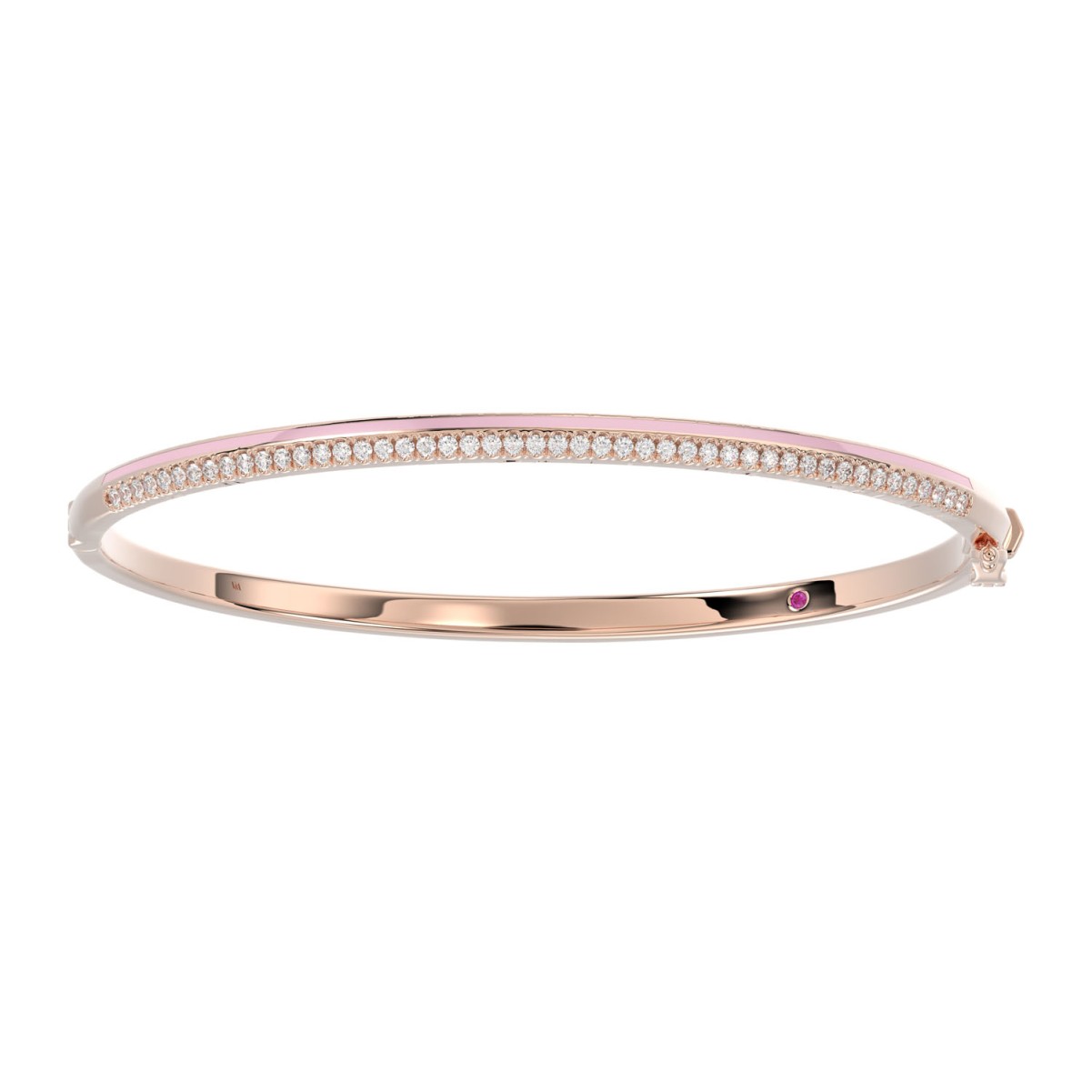 20789619_VA23875R-PNK-1201x1201.jpg 18K ROSE GOLD 1/2CT ROUND DIAMOND LADIES BANGLE (AURORA PINK ENAMEL) - Image 1