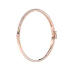 18K ROSE GOLD 1/2CT ROUND DIAMOND LADIES BANGLE (AURORA PINK ENAMEL) - Image 3