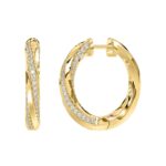 14K YELLOW GOLD 1CT ROUND DIAMOND LADIES EARRINGS - Image 2