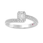 18K WHITE GOLD 1 1/4CT ROUND/EMERALD DIAMOND LADIES RING(CENTER STONE EMERALD DIAMOND 3/4CT) - Image 3
