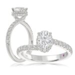 18K WHITE GOLD 1 1/4CT ROUND/OVAL DIAMOND LADIES RING(CENTER STONE OVAL DIAMOND 3/4CT)