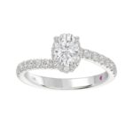 18K WHITE GOLD 1 1/4CT ROUND/OVAL DIAMOND LADIES RING(CENTER STONE OVAL DIAMOND 3/4CT) - Image 3