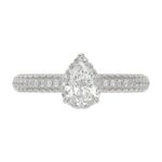 18K WHITE GOLD 1 1/4CT ROUND/PEAR DIAMOND LADIES RING(CENTER STONE PEAR DIAMOND 3/4CT) - Image 6