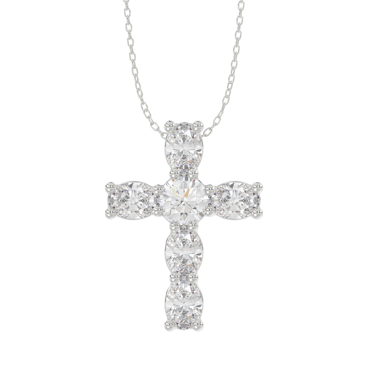 20790356_VA24666W-1201x1201.jpg 18K WHITE GOLD 1CT ROUND/OVAL DIAMOND LADIES PENDANT WITH CHAIN - Image 1