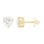 18K YELLOW GOLD 1/2CT ROUND DIAMOND LADIES SOLITAIRE EARRINGS