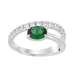 14K WHITE GOLD 1 1/3CT ROUND/OVAL DIAMOND LADIES FASHION RING( COLOR STONE OVAL DIAMOND 7/8 CT)