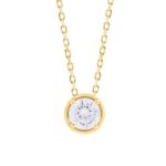 18K YELLOW GOLD 1CT ROUND DIAMOND LADIES PENDANT WITH CHAIN(CENTER STONE ROUND DIAMOND 7/8CT)