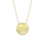 10K YELLOW GOLD 1/5CT ROUND DIAMOND LADIES PENDANT WITH CHAIN (PINK SAPPHIRE)