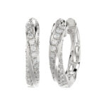 Elegant 10K White Gold Hoop Earrings Featuring 0.25Ct Round Diamonds With Brilliant Sparkle And Timeless Design. Perfect For Everyday Wear, Gifts, Ann - Image 3