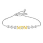 Mother'S Diamond Bracelet 0.05CT Round Diamond Mom Bolo Bracelet In Sterling Silver White Yellow