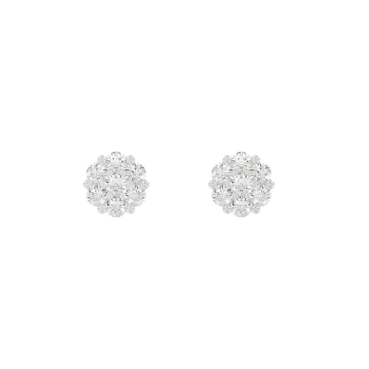 20856186_VA15369W-1201x1201.jpg 14K WHITE GOLD 1/4CT ROUND DIAMOND LADIES FLOWER EARRINGS - Image 1