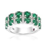 18K WHITE GOLD 3 1/6CT ROUND DIAMOND LADIES BAND(COLOR STONE ROUND GREEN EMERALD DIAMOND 2 7/8CT)
