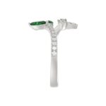 18K WHITE GOLD 7/8CT ROUND/EMERALD DIAMOND LADIES RING(COLOR STONE EMERALD/MARQUISE DIAMOND 5/8CT - Image 5