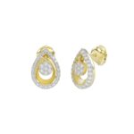 STERLING SILVER YELLOW 1/6CT ROUND DIAMOND LADIES EARRINGS - Image 3