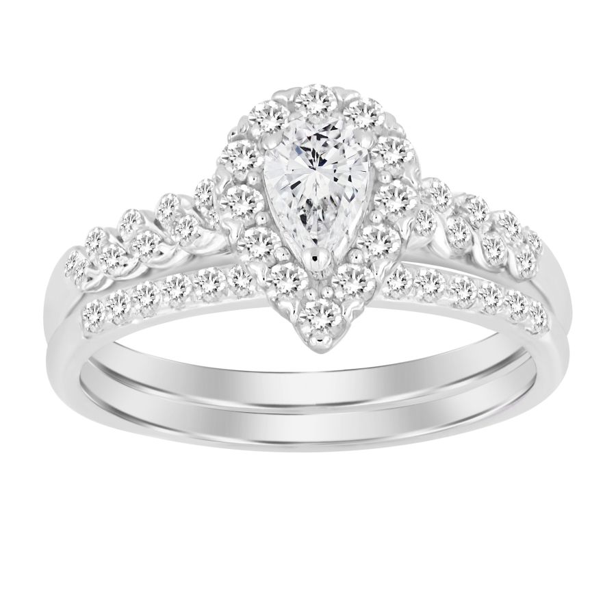 20891077_256751W-28755.jpg LADIES BRIDAL SET 0.50CT ROUND/PEAR DIAMOND 14K WHITE GOLD - Image 1