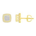 LADIES STUD EARRINGS 0.25CT ROUND DIAMOND 10K YELLOW GOLD