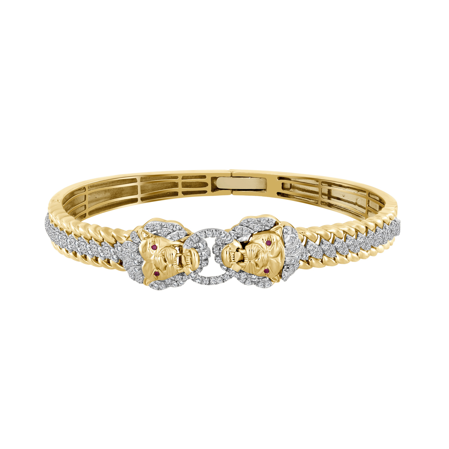 20892096_295286Y-58275.jpg MEN'S BRACELET 1.50CT ROUND/RUBY DIAMOND 10K YELLOW GOLD - Image 1