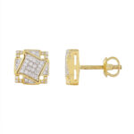 MEN'S EARRINGS 0.25CT ROUND DIAMOND 10K YELLOW GOLD