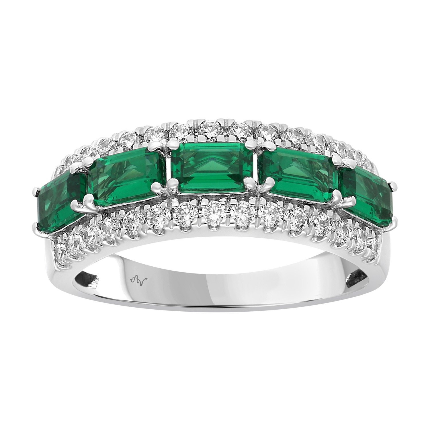 20892583_303422W-NT-A-4944605.jpg LADIES BAND 1.65CT ROUND/EMERALD DIAMOND 14K WHITE GOLD - Image 1