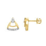 LADIES EARRINGS 0.13CT ROUND DIAMOND 14K YELLOW GOLD - Image 2