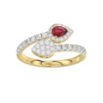 LADIES RING 0.62CT ROUND/RUBY PEAR DIAMOND 14K YELLOW GOLD (CENTER STONE 0.62CT RUBY PEAR DIAMOND)