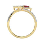 LADIES RING 0.62CT ROUND/RUBY PEAR DIAMOND 14K YELLOW GOLD (CENTER STONE 0.62CT RUBY PEAR DIAMOND) - Image 2