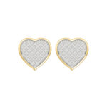 Yuva Brand 10K Yellow Gold 0.25Ct Round Diamond Heart Shaped Earrings Stylish Women Diamond Fashion Earrings