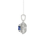 Elegant 14K White Gold Ladies Pendant Featuring Oval Sapphire And Round Diamond Accents 1.16Ct Includes Chain For A Complete Luxury Look. - Image 2