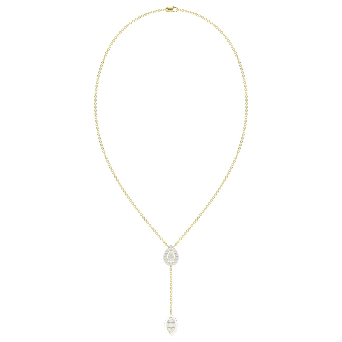 20894072_VA23481Y-WIT-1201x1201.jpg 18K YELLOW GOLD 1/4CT ROUND/BAGUETTE DIAMOND LADIES NECKLACE (SOFT WHITE ENAMEL) - Image 1