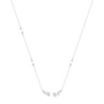 Elegant 14K White Gold Ladies Necklace With Pearl Centerpiece And Round Diamond Accents 0.16Ct. Perfect For Everyday Elegance Or Gifting.