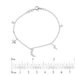 Women’S Sterling Silver White Bracelet ’ 0.20Ct Round Diamonds, Stars & Moon Design - Image 2