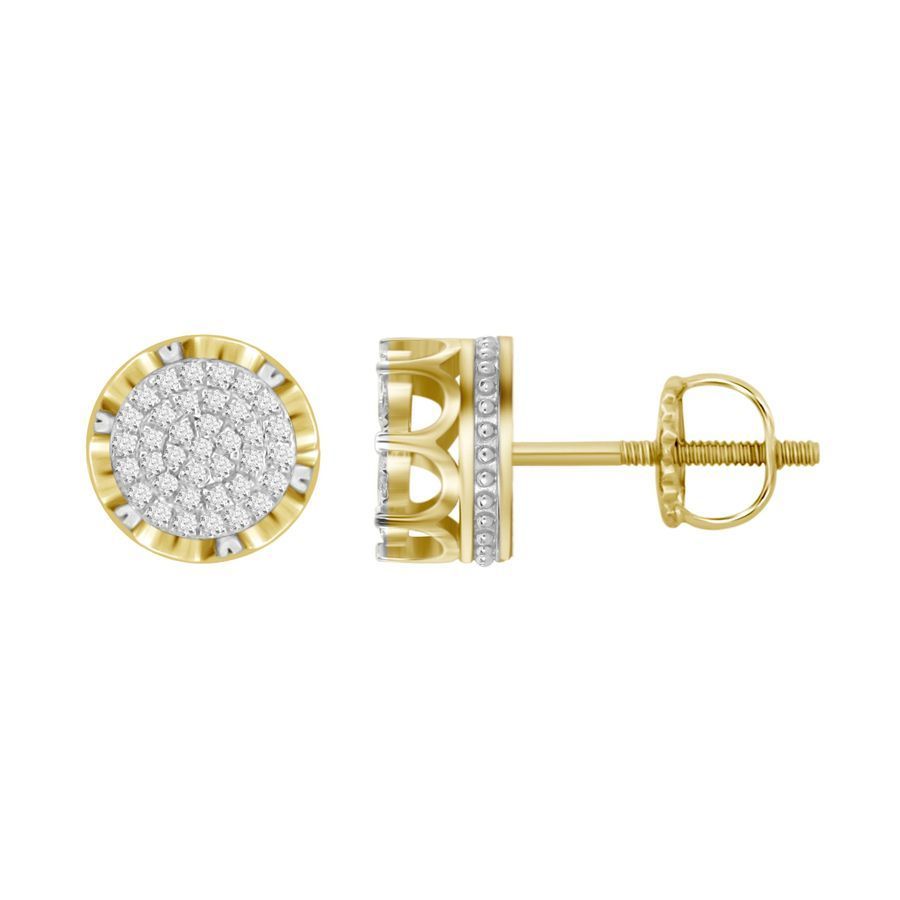 212532Y.jpg MEN'S EARRINGS 0.15CT ROUND DIAMOND YELLOW GOLD/STERLING SILVER - Image 1