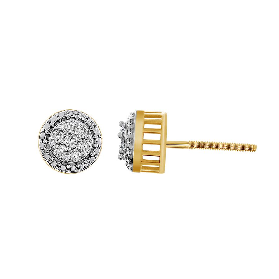 226411Y.jpg MEN'S STUD EARRINGS 0.25CT ROUND DIAMOND 10K YELLOW GOLD - Image 1