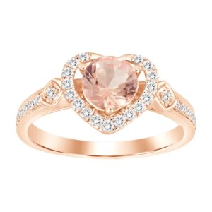 LADIES RING 1.00CT ROUND DIAMOND 10K ROSE GOLD (CENTER STONE MORGANITE DIAMOND-0.75CT)