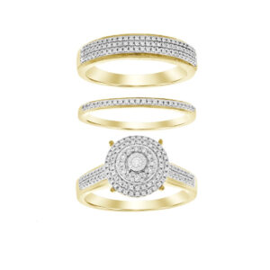 LADIES TRIO SET 0.50CT ROUND DIAMOND 10K YELLOW GOLD