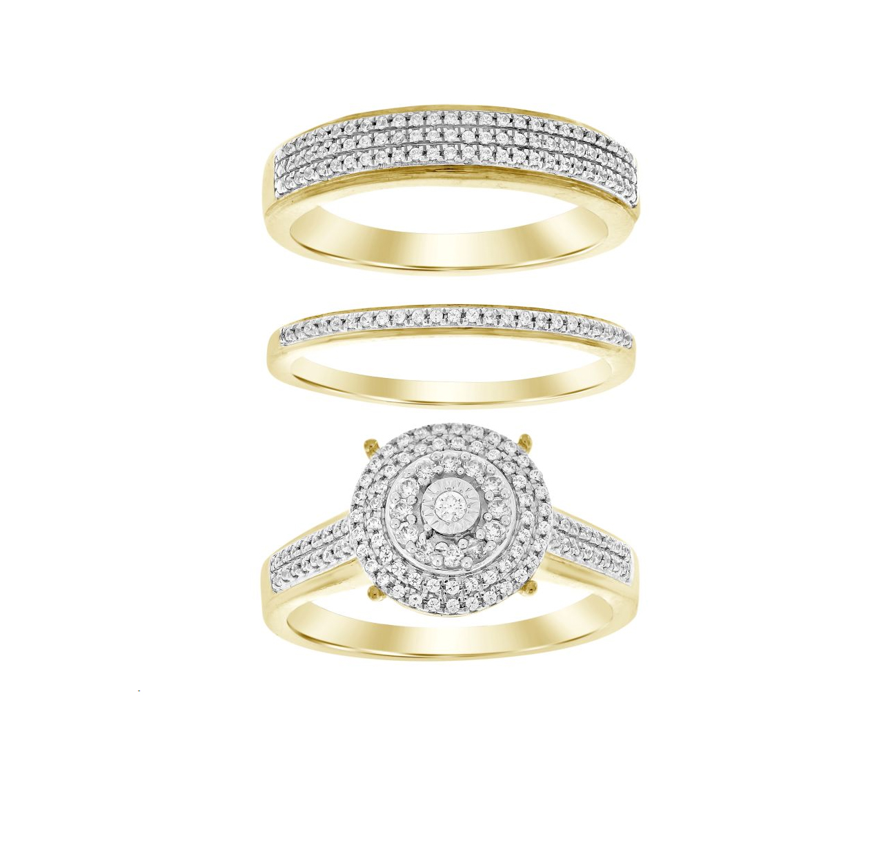 280386Y.jpg LADIES TRIO SET 0.50CT ROUND DIAMOND 10K YELLOW GOLD - Image 1
