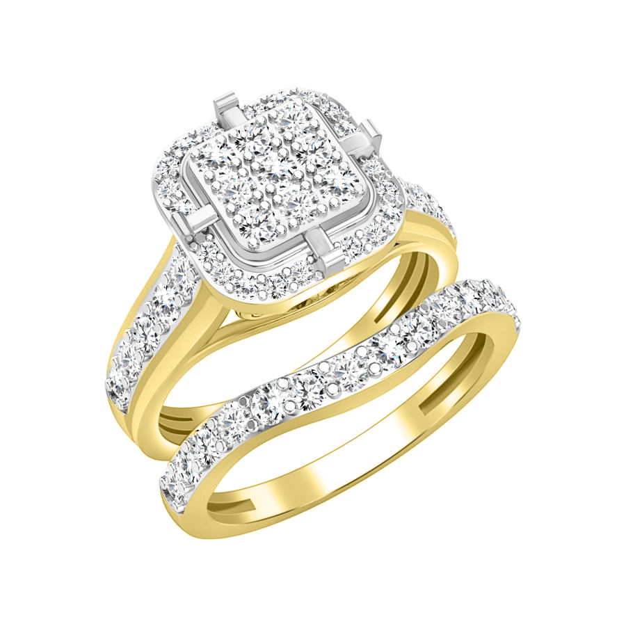 282265Y.jpg LADIES BRIDAL SET 1.00CT ROUND/BAGUETTE DIAMOND 14K YELLOW GOLD - Image 1