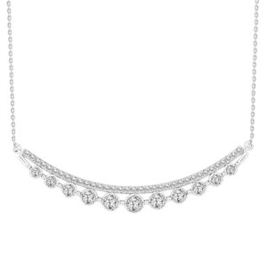 LADIES NECKLACE 0.75CT ROUND DIAMOND 14K WHITE GOLD