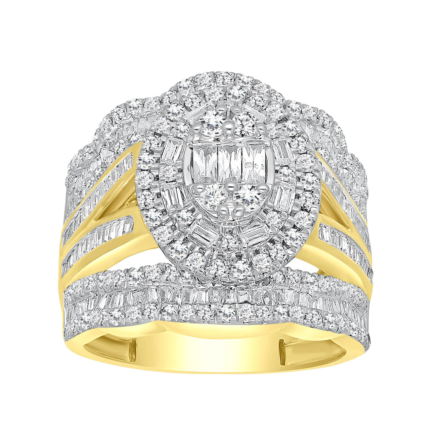 285245Y.jpg LADIES BRIDAL SET 2.00CT ROUND/BAGUETTE DIAMOND 14K YELLOW GOLD - Image 1