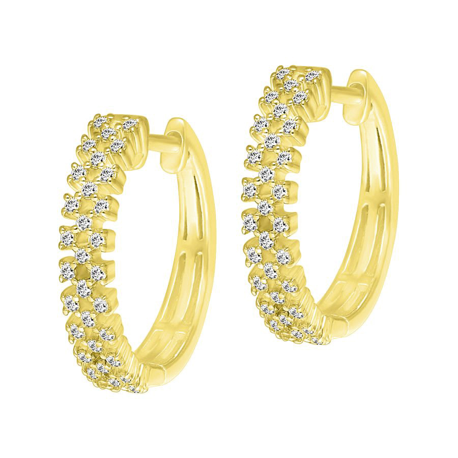 285330Y-3.jpg HOOPS EARRINGS 0.25CT ROUND DIAMOND 10K YELLOW GOLD - Image 1