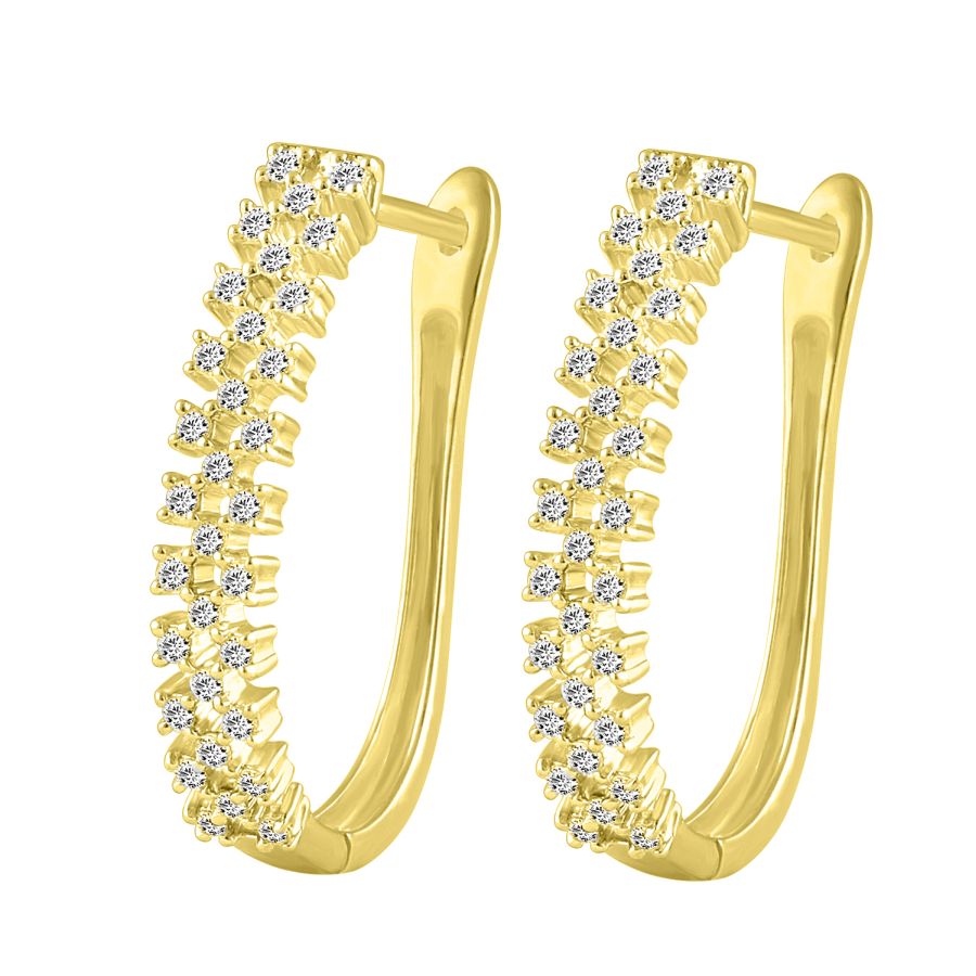 285397Y.jpg LADIES HOOP EARRINGS 0.50CT ROUND DIAMOND 10K YELLOW GOLD - Image 1
