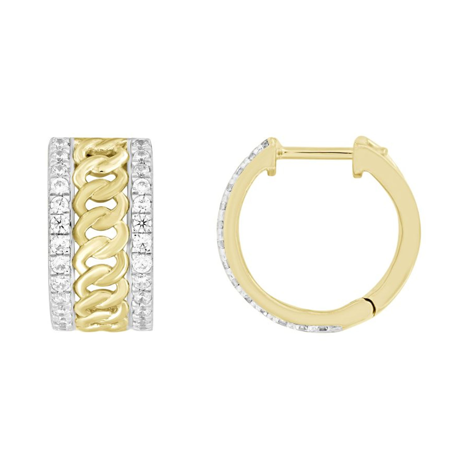 289709Y.jpg LADIES HOOP EARRINGS 0.50CT ROUND DIAMOND 10K YELLOW GOLD - Image 1